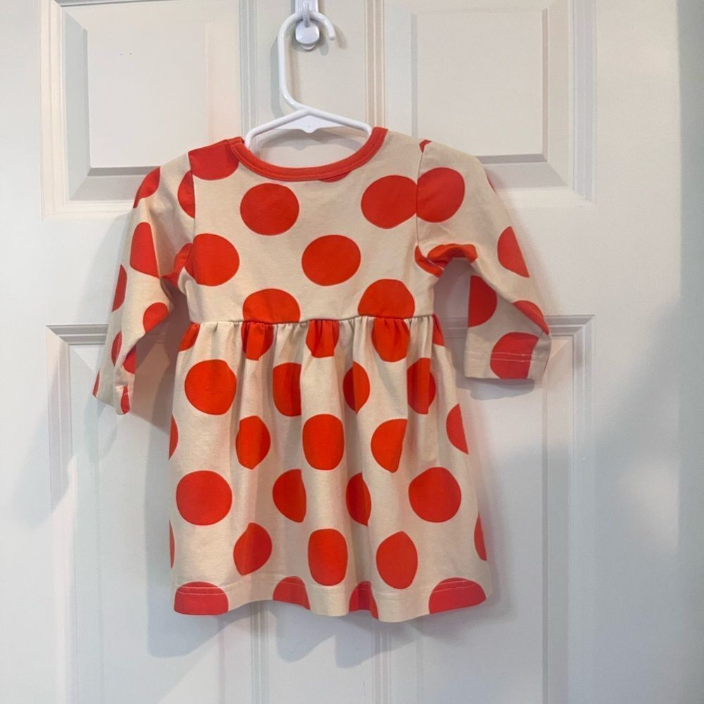 Kelly’s Kids Girls Orange and Cream Polka Dot Dress  12M - Picture 5 of 6